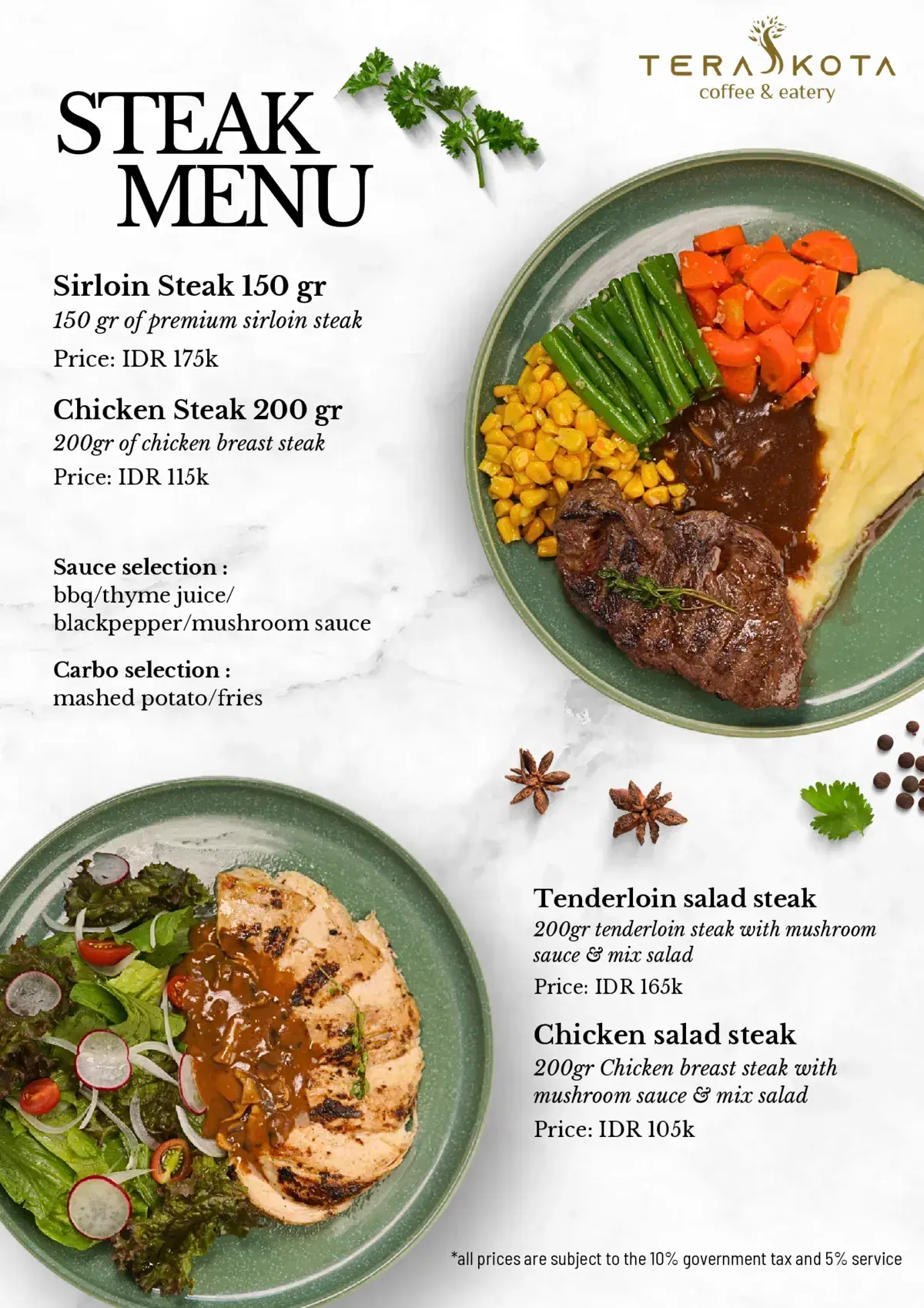 STEAK MENU