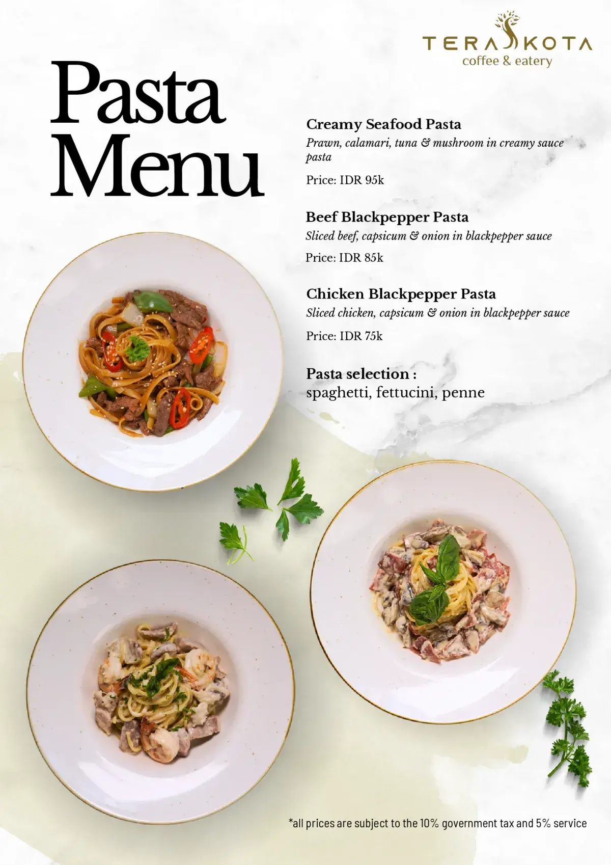 Pasta Menu